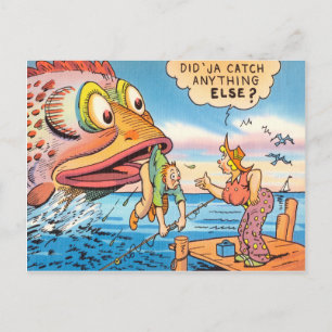 Lustiger Angel-Fischer Postkarte Fisch Cartoon