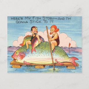 Lustiger Angel-Fischer Postkarte Fisch Cartoon