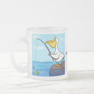 Lustiger Angel-Pelikan-Cartoon Mattglastasse