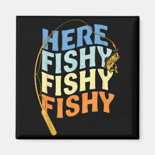 Lustiger Angel-Spruch Vintage-Grafik Hier Fishy Fi Magnet