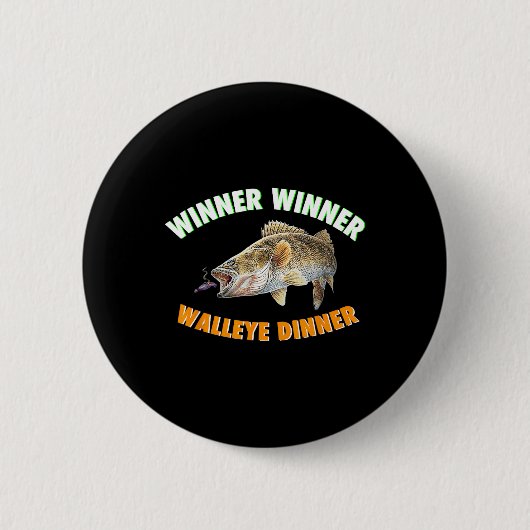 Lustiger Angelgewinner Gewinner Walleye Abendessen Button (Vorderseite)