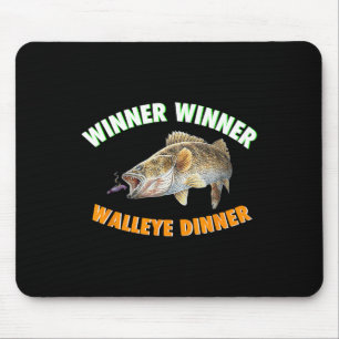 Lustiger Angelgewinner Gewinner Zander Abendessen Mousepad