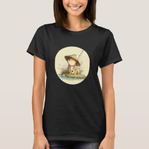 Lustiger Angelhund im japanischen Kostüm T-Shirt