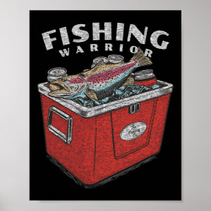 Lustiger Angelkrieger-Spruch Angler Vintage Gra Poster