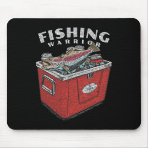 Lustiger Angelkrieger-Spruch Fischer Vintage-Grafi Mousepad