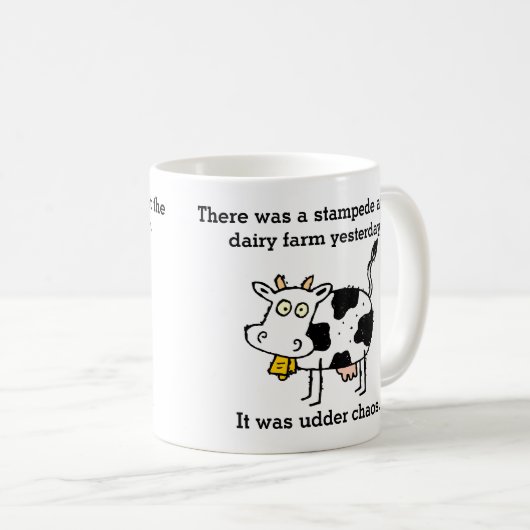 Lustiger Ansturm am Molkerei-Euter-Chaos-Kuh-Witz Kaffeetasse (VorderseiteRechts)
