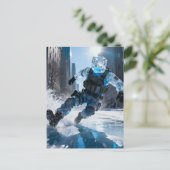Lustiger anthropomorpher Eiswürfel fällt auf Eis Postkarte (Stehend Vorderseite)