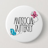 Lustiger antisozialer Schmetterling-Button Button (Vorderseite)