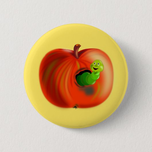 Lustiger Apfelknopf Button (Vorderseite)