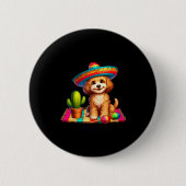 Lustiger Apoo-Hund lächelt Cinco De Mayo Sombrero Button (Vorderseite)