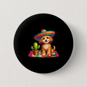 Lustiger Apoo-Hund lächelt Cinco De Mayo Sombrero Button