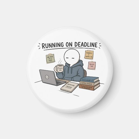 Lustiger Arbeits-Meme 'Running On Deadline' Magnet (Vorne)