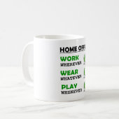 Lustiger Arbeitsplatz zu Hause Kaffeetasse (Vorderseite Links)
