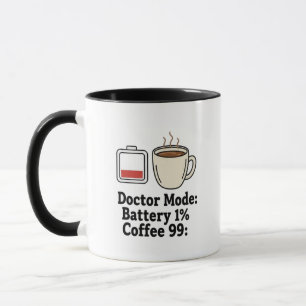 Lustiger Arzt Kaffee Batterie Leben Grafik Tasse