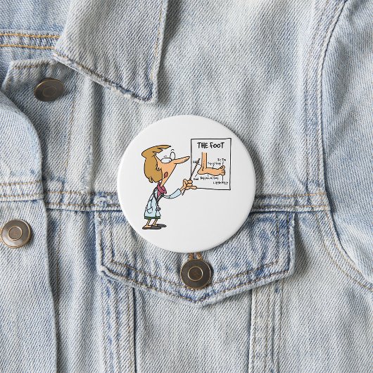 Lustiger Arzt unterrichtet Fußanatomie Button