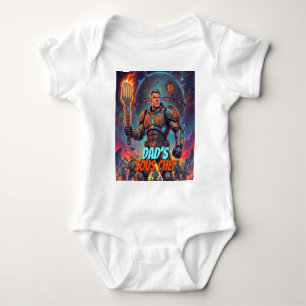 Lustiger Astronaut BBQ Comic Pop Art Retro Weltrau Baby Strampler