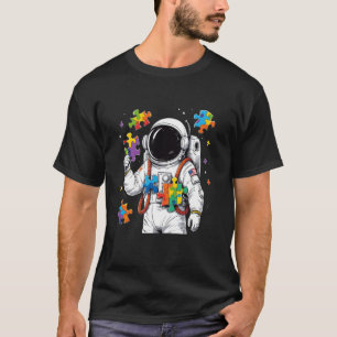 Lustiger Astronaut Luftballon Autismus-Bewusstsein T-Shirt