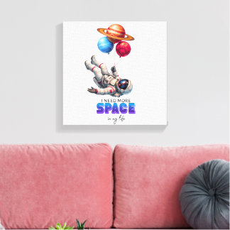 Lustiger Astronaut Planet Ballons - Ich brauche me Leinwanddruck