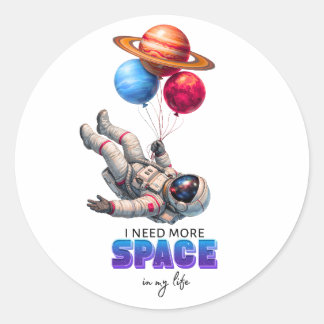 Lustiger Astronaut Planet Ballons - Ich brauche me Runder Aufkleber