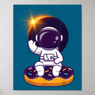 Lustiger Astronaut Total Sonnenfinsternis Donut Poster