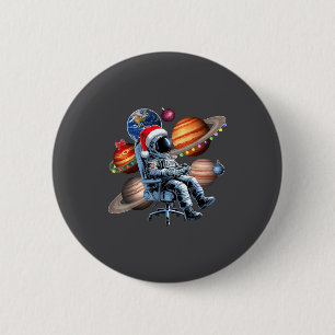 Lustiger Astronaut Weihnachten Weltraum Lichter Sa Button