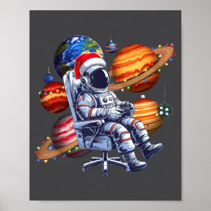 Lustiger Astronaut Weihnachten Weltraum Lichter Sa Poster