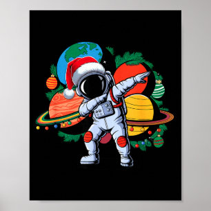 Lustiger Astronaut Weihnachten Weltraum Planeten S Poster