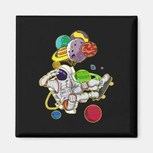 Lustiger Astronaut Weltraum Reise Planeten Skatebo Magnet
