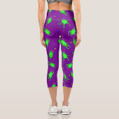 lustiger Astronautenfrosch-Raum lila Capri Leggings (Rückseite)