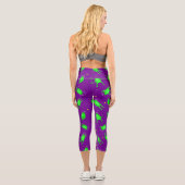 lustiger Astronautenfrosch-Raum lila Capri Leggings (Rückseite)