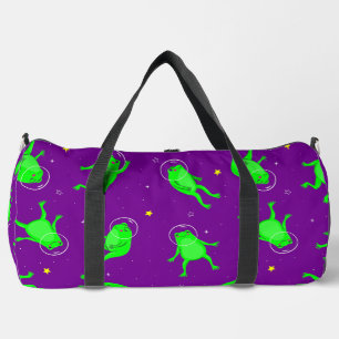 lustiger Astronautenfrosch-Raum lila Duffle Bag