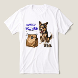 Lustiger aufgeregter Hund, der auf Essen wartet – Tri-Blend Shirt