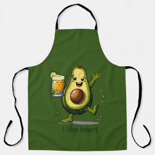 lustiger Ausdruck mit einem grünen Avocado-Cartoon Schürze