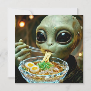 Lustiger Außerirdischer, der Ramen-Nudeln isst