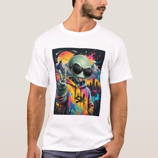 Lustiger Außerirdischer T-Shirt (Vorderseite)