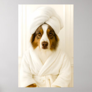 Lustiger Australian Shepherd Badezimmerdruck Poster