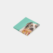 Lustiger Australian Shepherd Hund mit Lolli Post-it Klebezettel (angewinkelt)