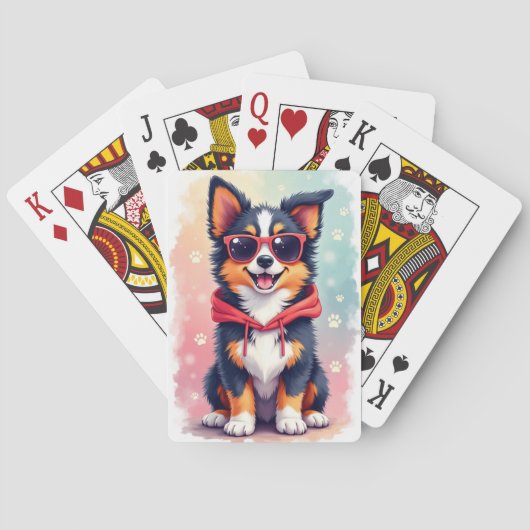 Lustiger Australian Shepherd Kawaii Hund Spielkarten (Rückseite)