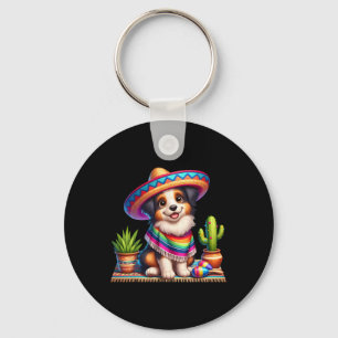 Lustiger Australian Shepherd sagt Hallo Cinco De M Schlüsselanhänger