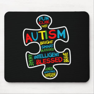 Lustiger Autismusanerkennung Monat Puzzleteil Wört Mousepad