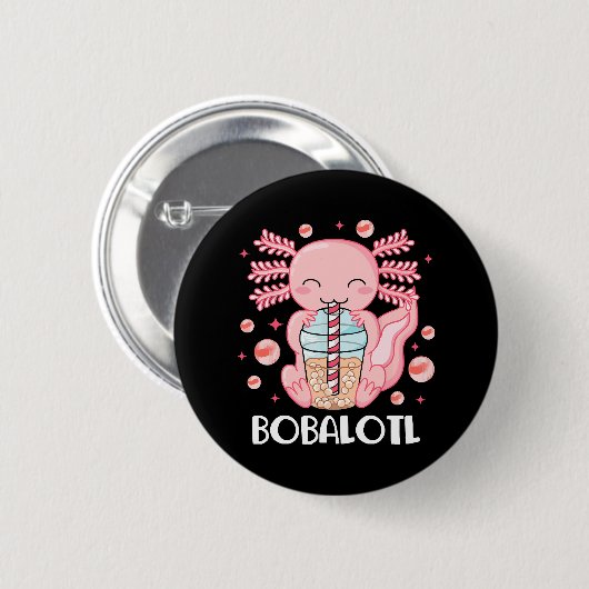 Lustiger Axolotl Bubble Tea Button (Vorne & Hinten)