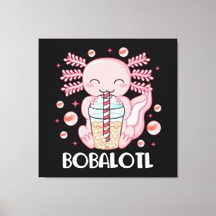 Lustiger Axolotl Bubble Tea Leinwanddruck
