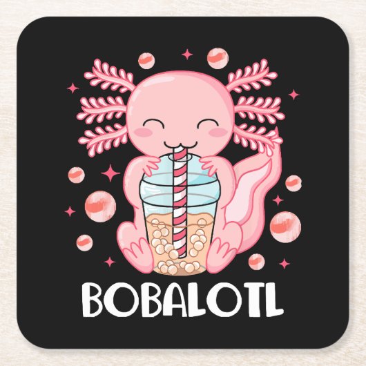 Lustiger Axolotl Bubble Tea Rechteckiger Pappuntersetzer (Vorderseite)