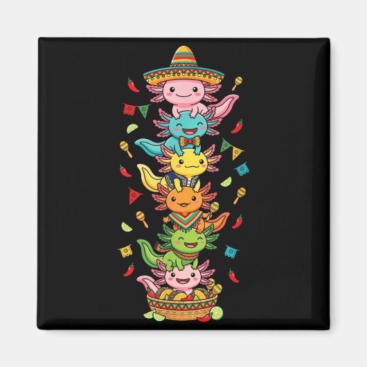 Lustiger Axolotl Cinco De Mayo Kinder Männer Fraue Magnet (Vorne)