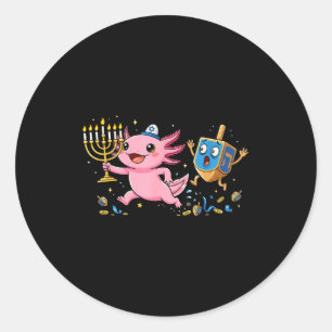 Lustiger Axolotl Dreidel Menorah Chanukka Kinder D Runder Aufkleber