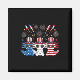 Lustiger Axolotl Feuerwerk Amerikanische USA-Flagg Magnet