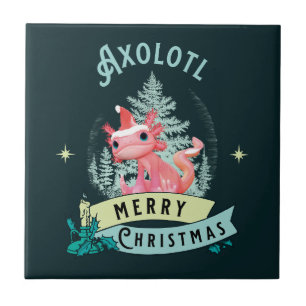 Lustiger Axolotl Frohe Weihnachten Fliese