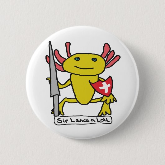 Lustiger Axolotl-Ritter Button (Vorderseite)