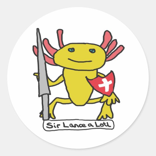 Lustiger Axolotl-Ritter Runder Aufkleber (Vorderseite)
