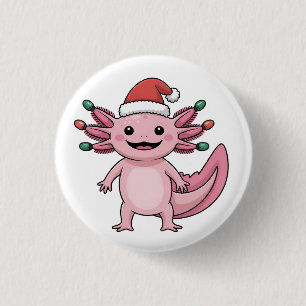 Lustiger Axolotl Weihnachtsmann Hut Xmas Outfit Button